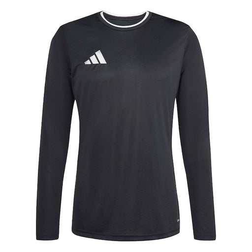 Black long-sleeve shirt with Adidas logo on a white background