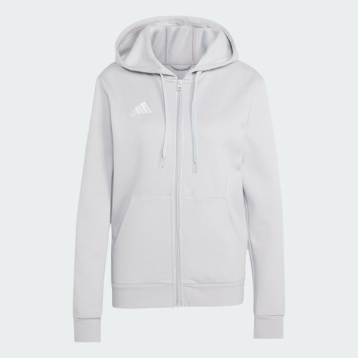 Light gray hoodie with a zipper and Adidas logo on a white background