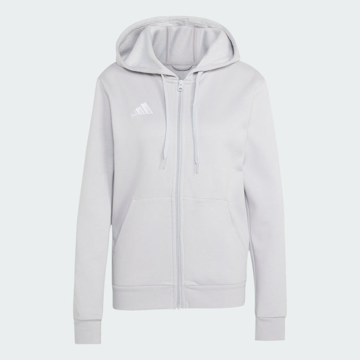 Light gray hoodie with a zipper and Adidas logo on a white background