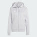 Light gray hoodie with a zipper and Adidas logo on a white background