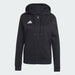 Black hoodie with a white logo on a white background