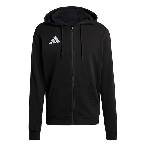 Black hoodie with Adidas logo on a light gray background