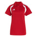 Red polo shirt with white accents and Adidas logo on a white background