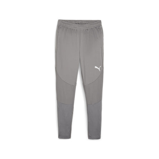 A pair of Puma Team Final training pants in grey color, featuring a prominent Puma logo on the right leg.