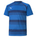 A short-sleeved Puma team shirt in blue and black color blocks with a Puma logo on the chest.
