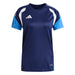 Blue sports jersey with white accents and Adidas logo on a white background
