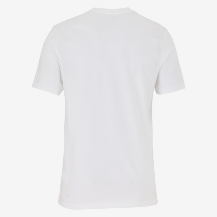 Plain white t-shirt on a light gray background