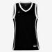 Black basketball jersey with white accents on a white background