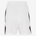 White shorts with black side panels on a white background
