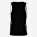 Black sleeveless shirt with white accents on a white background