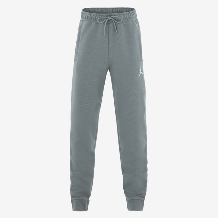 Gray sweatpants with a brand logo on a white background