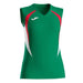 Green sleeveless sports top with red and white accents on a white background