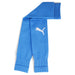 A blue Puma teamGOAL Sleeve Sock with white Puma logo on the side, designed for sports uniform use.