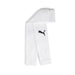 A white Puma teamGOAL Sleeve Sock with white Puma logo on the side, designed for sports uniform use.
