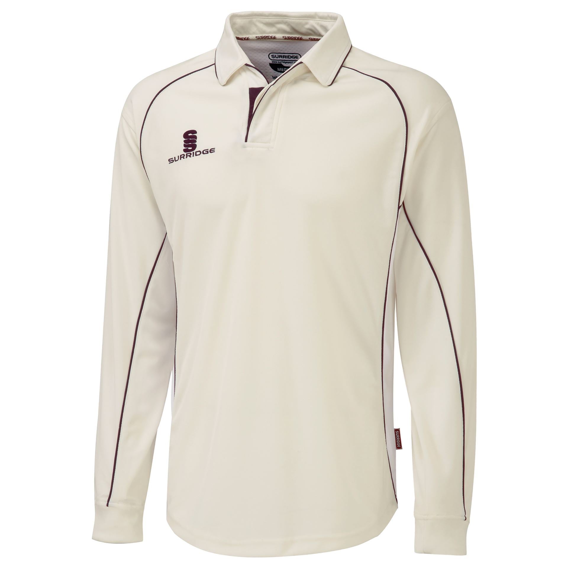 Surridge Sport Long Sleeve Cricket Shirt in maroon