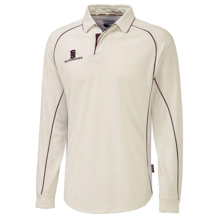 Surridge Sport Long Sleeve Cricket Shirt in maroon