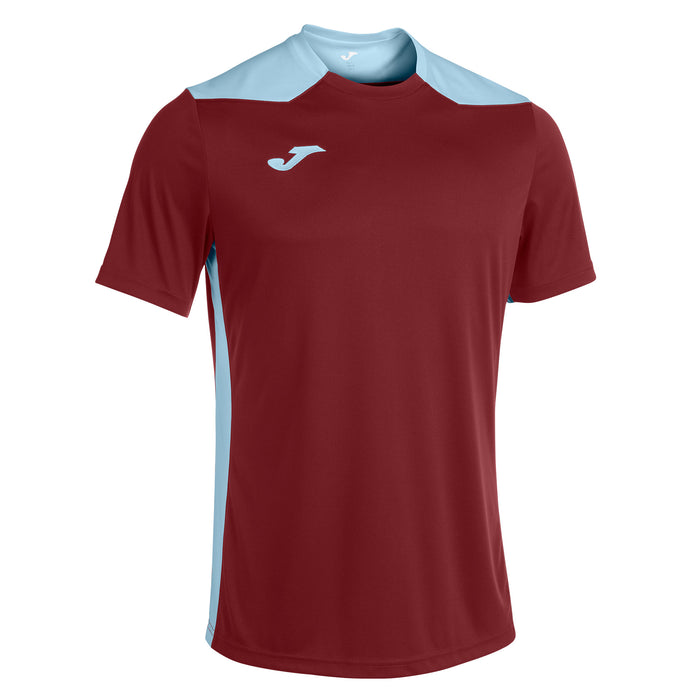 Joma Championship VI Short Sleeve Shirt in Burgundy/Sky Blue