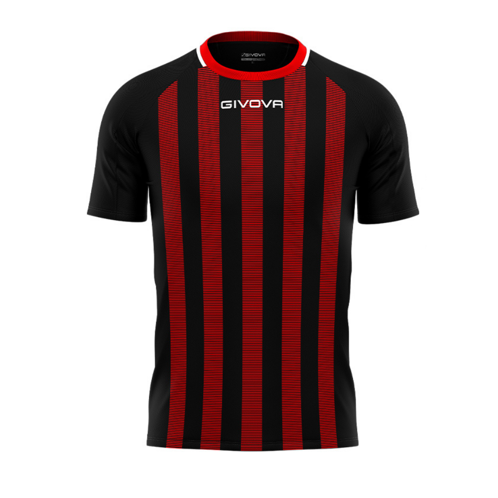 Givova Unisex Shirt „Tratto T“ In Schwarz/Rot – Italienische Sportmarke, Perfekt Für Fitness & Freizeit.
