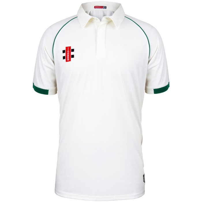 Gray Nicolls Matrix V2 Short Sleeve Cricket Shirt in ivory/green