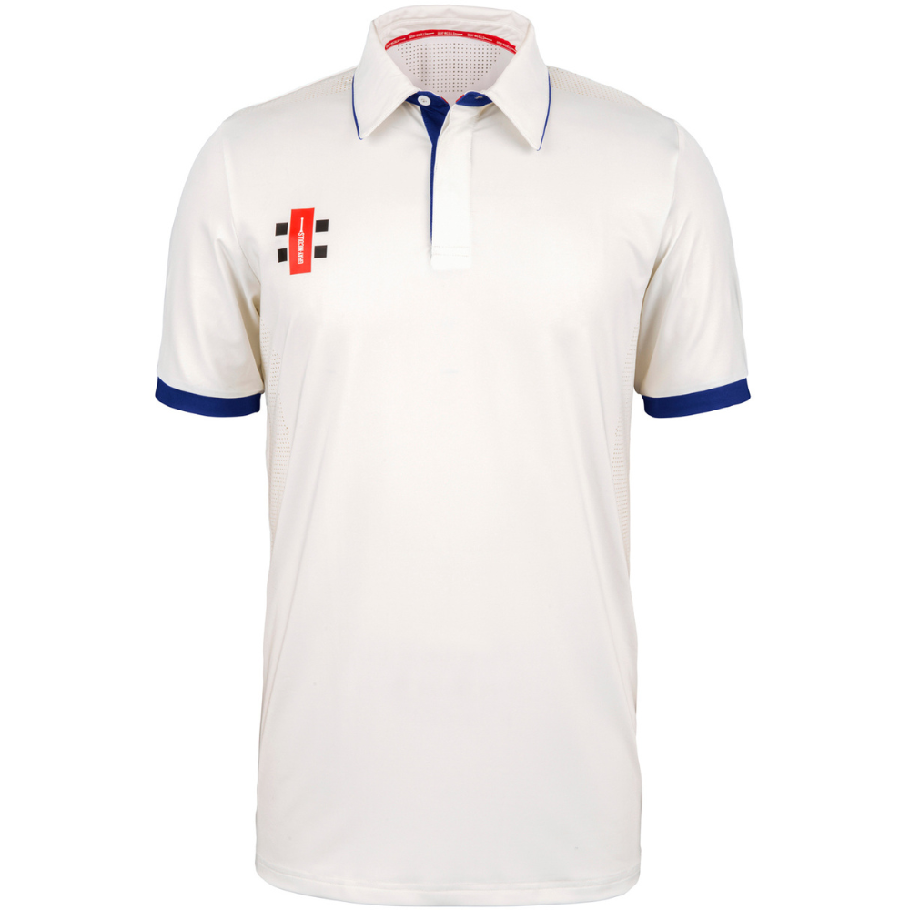 Gray Nicolls Pro Performance Short Sleeve Cricket Shirt in ivory/navy
