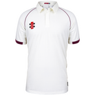 Gray Nicolls Matrix V2 Short Sleeve Cricket Shirt in ivory/maroon