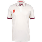 Gray Nicolls Pro Performance Short Sleeve Cricket Shirt in ivory/maroon