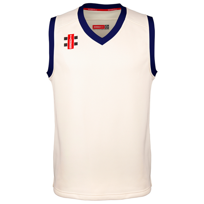Gray Nicolls Pro Performance Cricket Slipover in ivory/navy