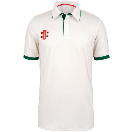 Gray Nicolls Pro Performance Short Sleeve Cricket Shirt in ivory/green