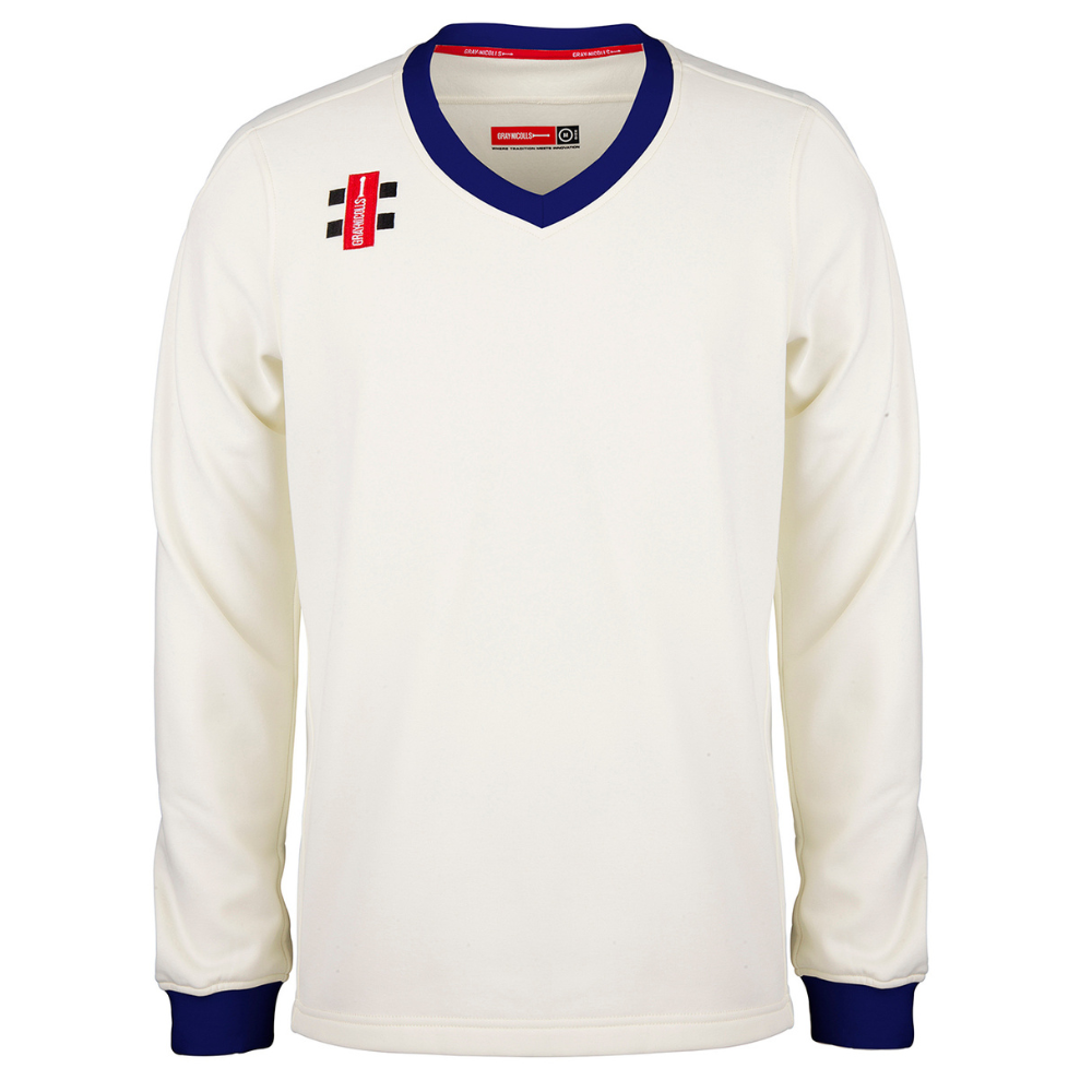 Gray Nicolls Pro Performance Cricket Sweater in ivory/blue