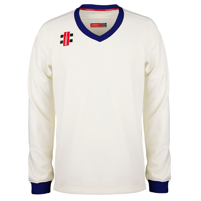Gray Nicolls Pro Performance Cricket Sweater in ivory/blue