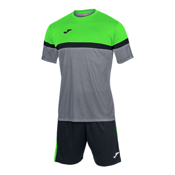 Joma Danubio Short Sleeve Set in Melange/Grey/Fluor Green