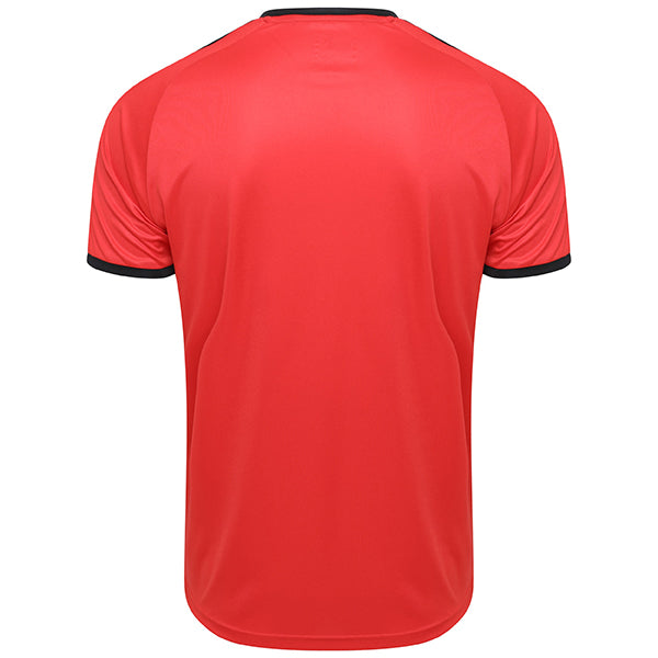 back of Puma Liga Shirt Hooped in red and black