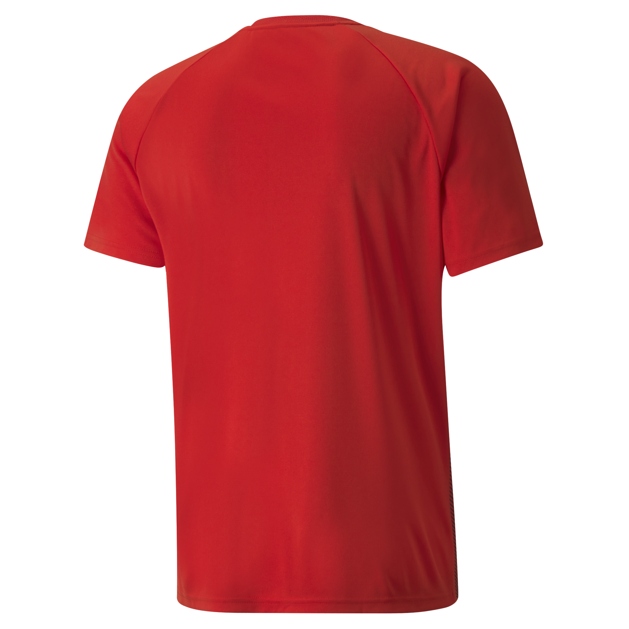 back of Puma Team Liga Striped Short Sleeve Shirt in red and black