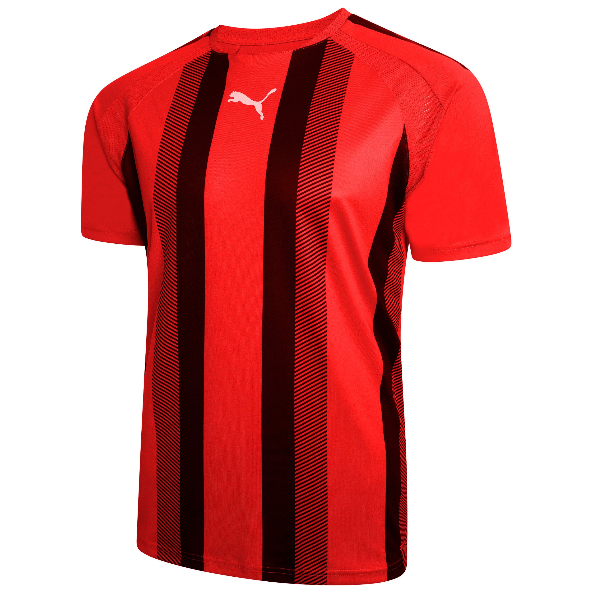 Puma Team Liga Striped Short Sleeve Shirt in red and black