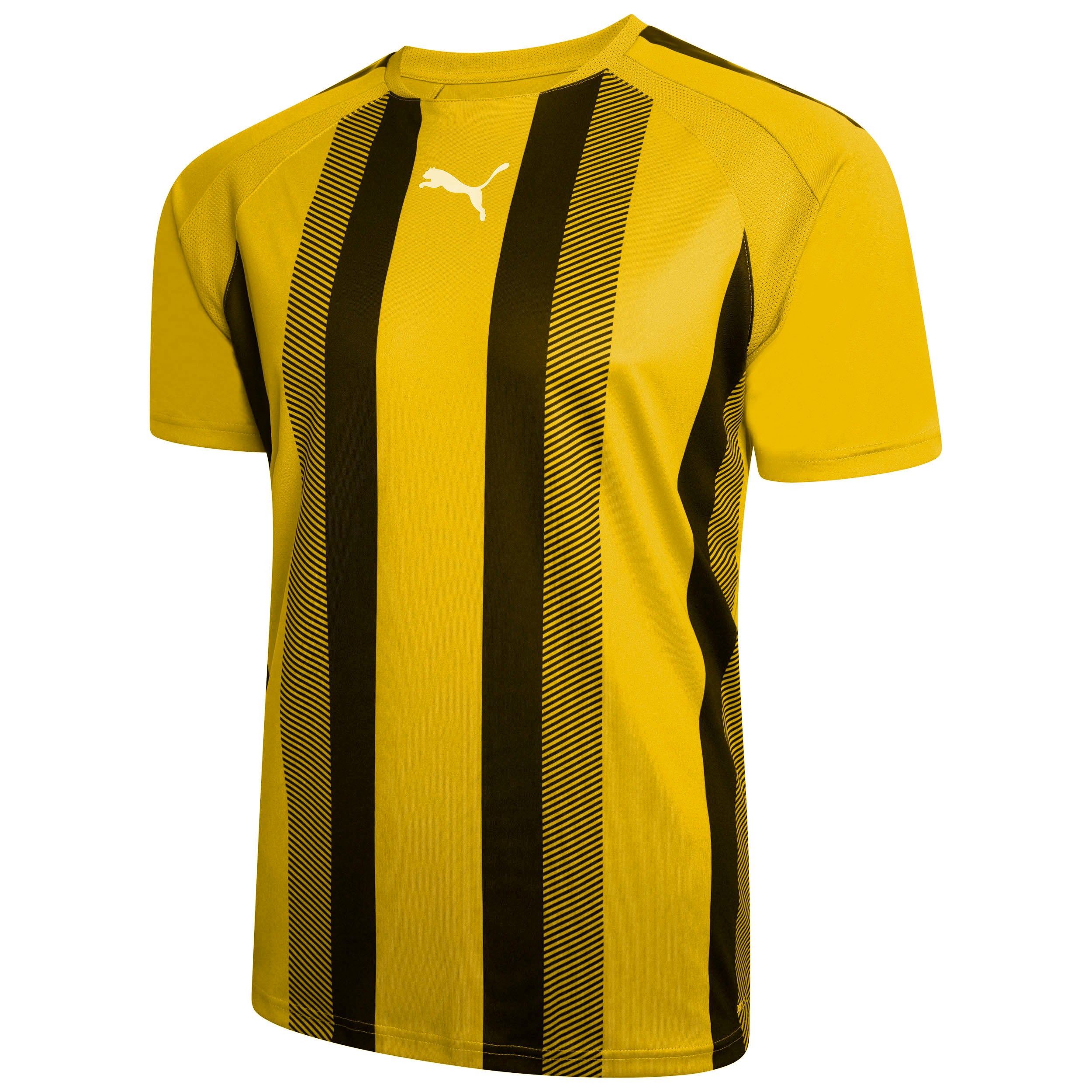 Puma Team Liga Striped Short Sleeve Shirt in cyber yellow and black