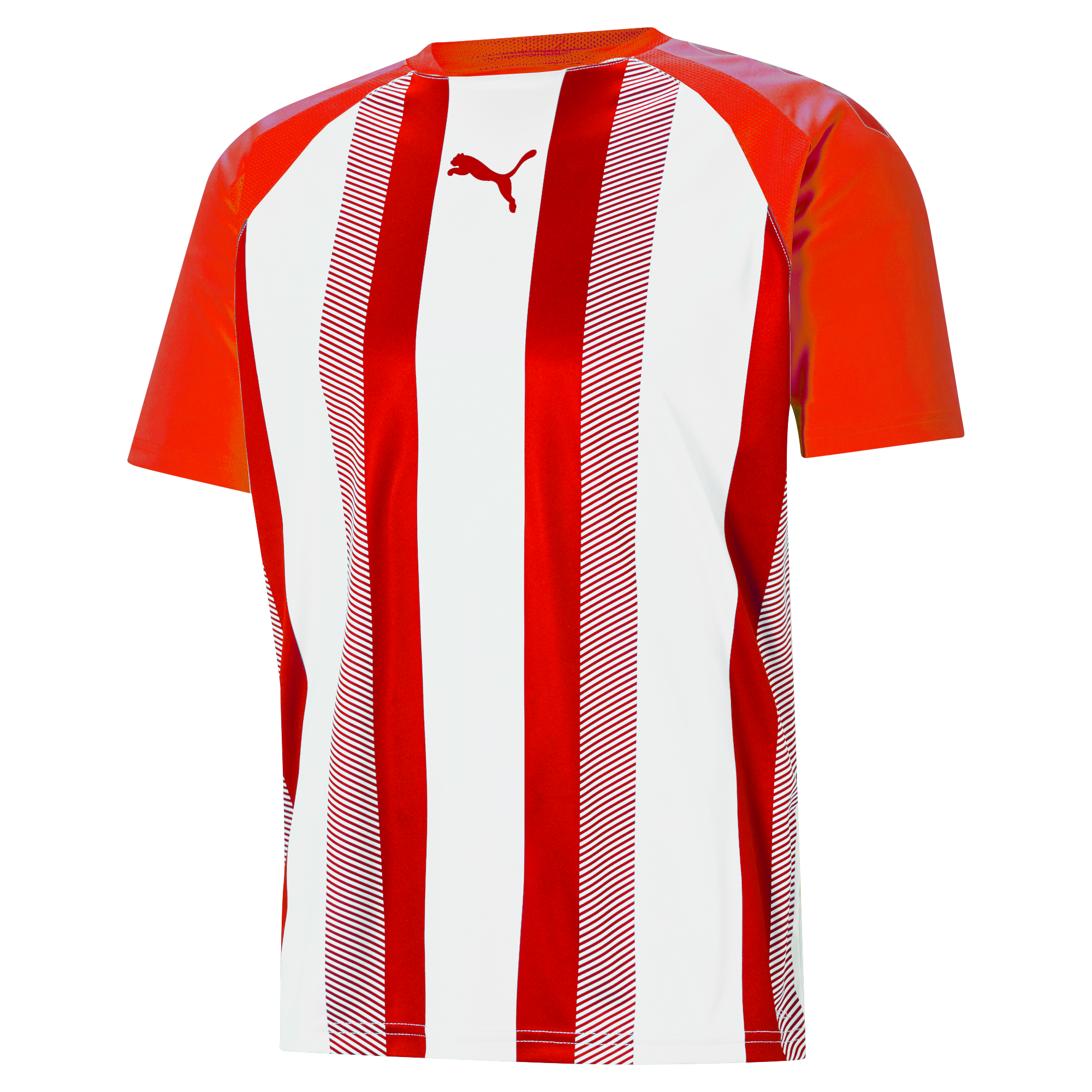 Puma Team Liga Striped Short Sleeve Shirt in red and white
