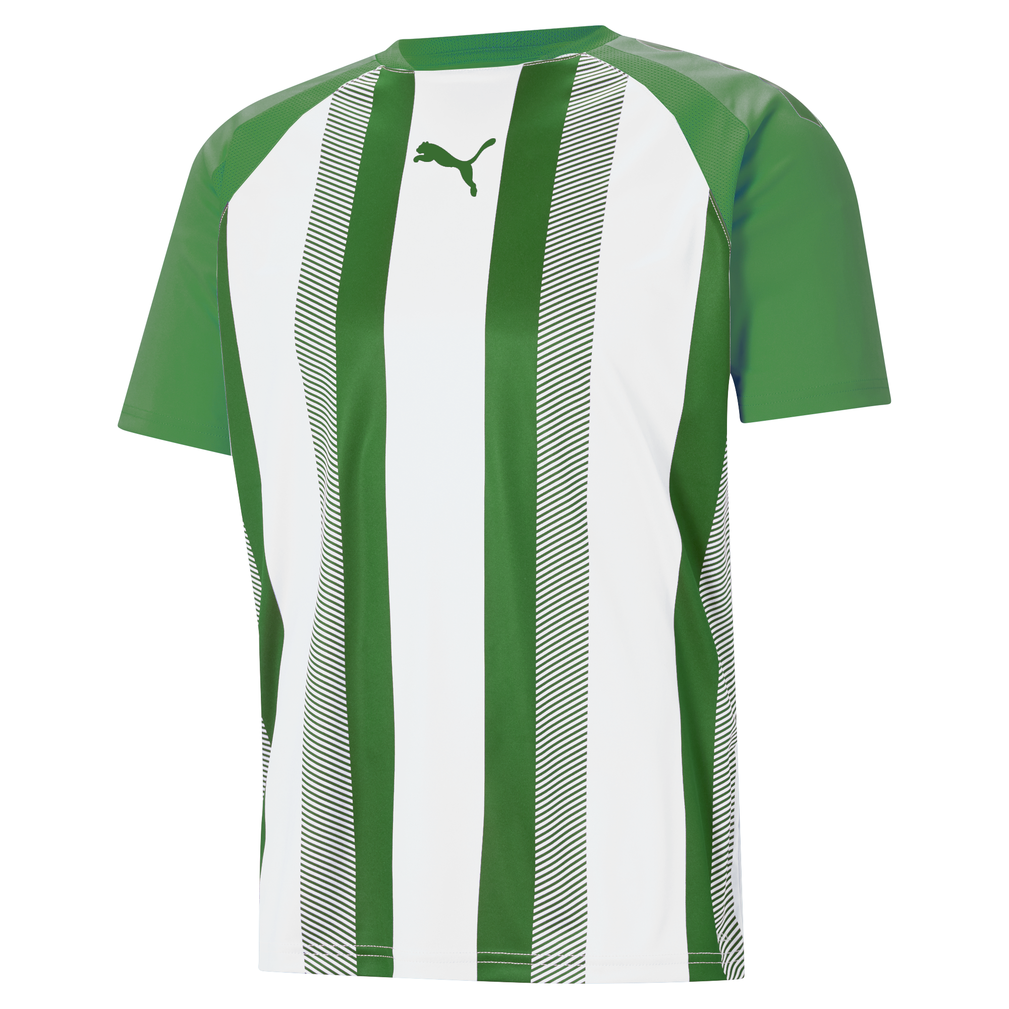 Puma Team Liga Striped Short Sleeve Shirt in pepper green and white