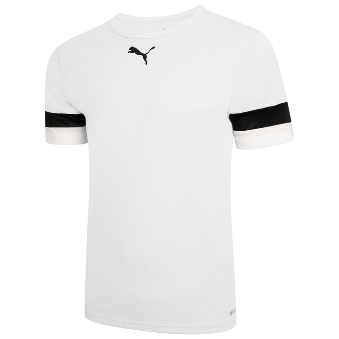 Puma Team Rise Short Sleeve Shirt in White/Black/White