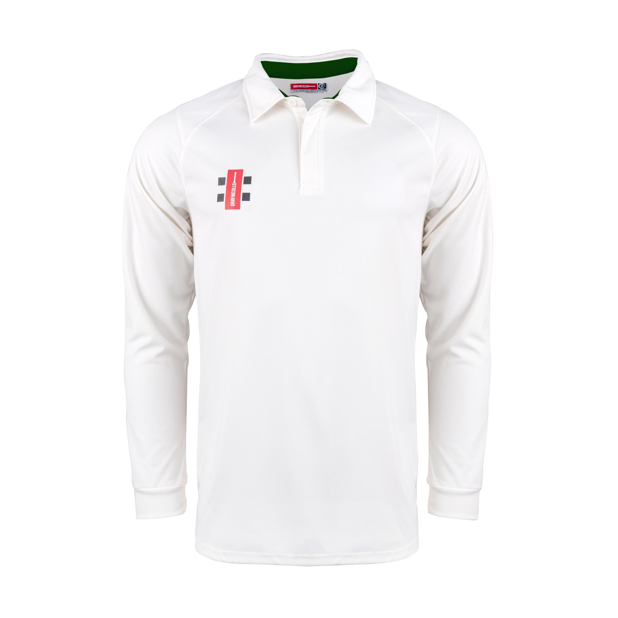 Gray Nicolls Pro Performance V2 Long Sleeve Cricket Shirt in ivory/green
