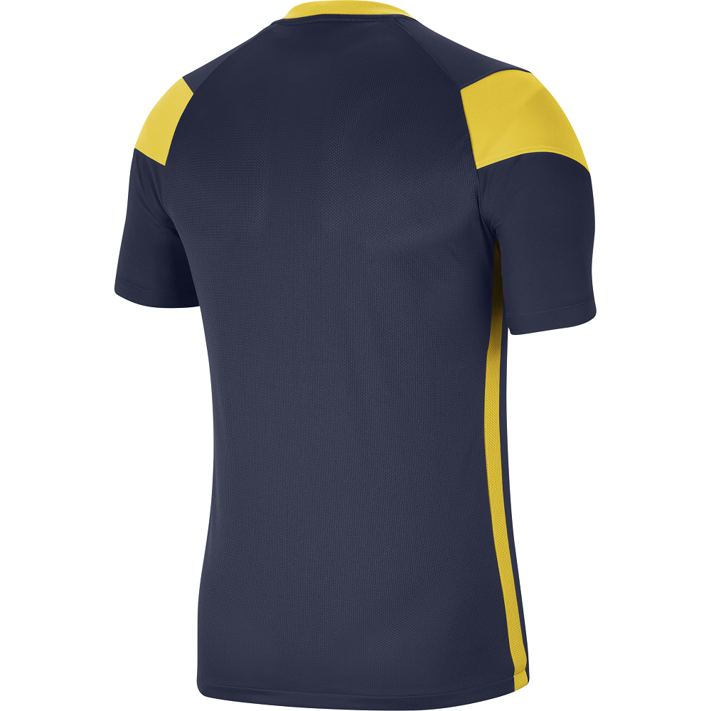 back of Nike Park Derby III Shirt Short Sleeve in Midnight Navy/Tour Yellow