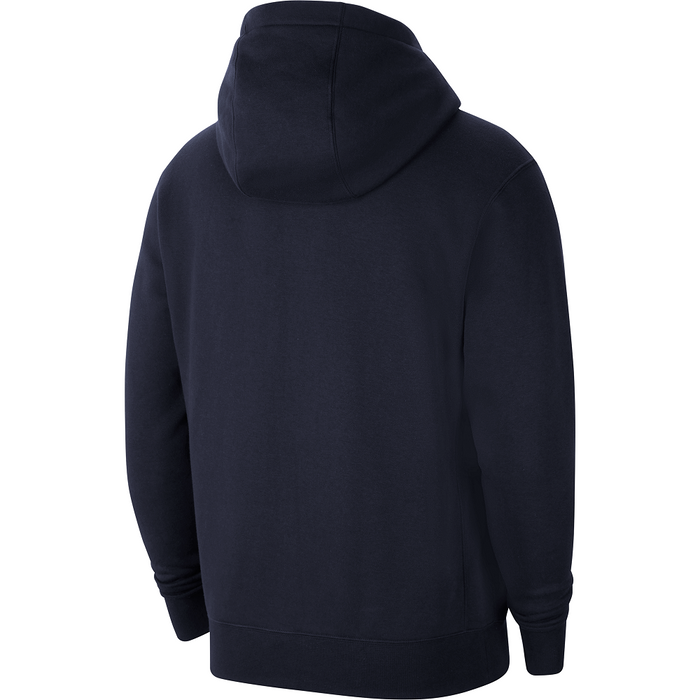 back of Nike Park 20 Full Zip Hoodie in obsidian