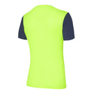 back of Nike Dri-Fit Tiempo Premiere II Jersey Short Sleeve Women's in volt/midnight navy