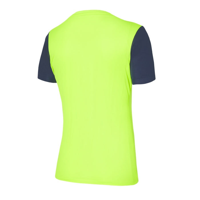back of Nike Dri-Fit Tiempo Premiere II Jersey Short Sleeve Women's in volt/midnight navy