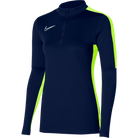 Nike Dri FIT Academy 23 1/4 Zip Women's Drill Top in dark blue obsidian and volt
