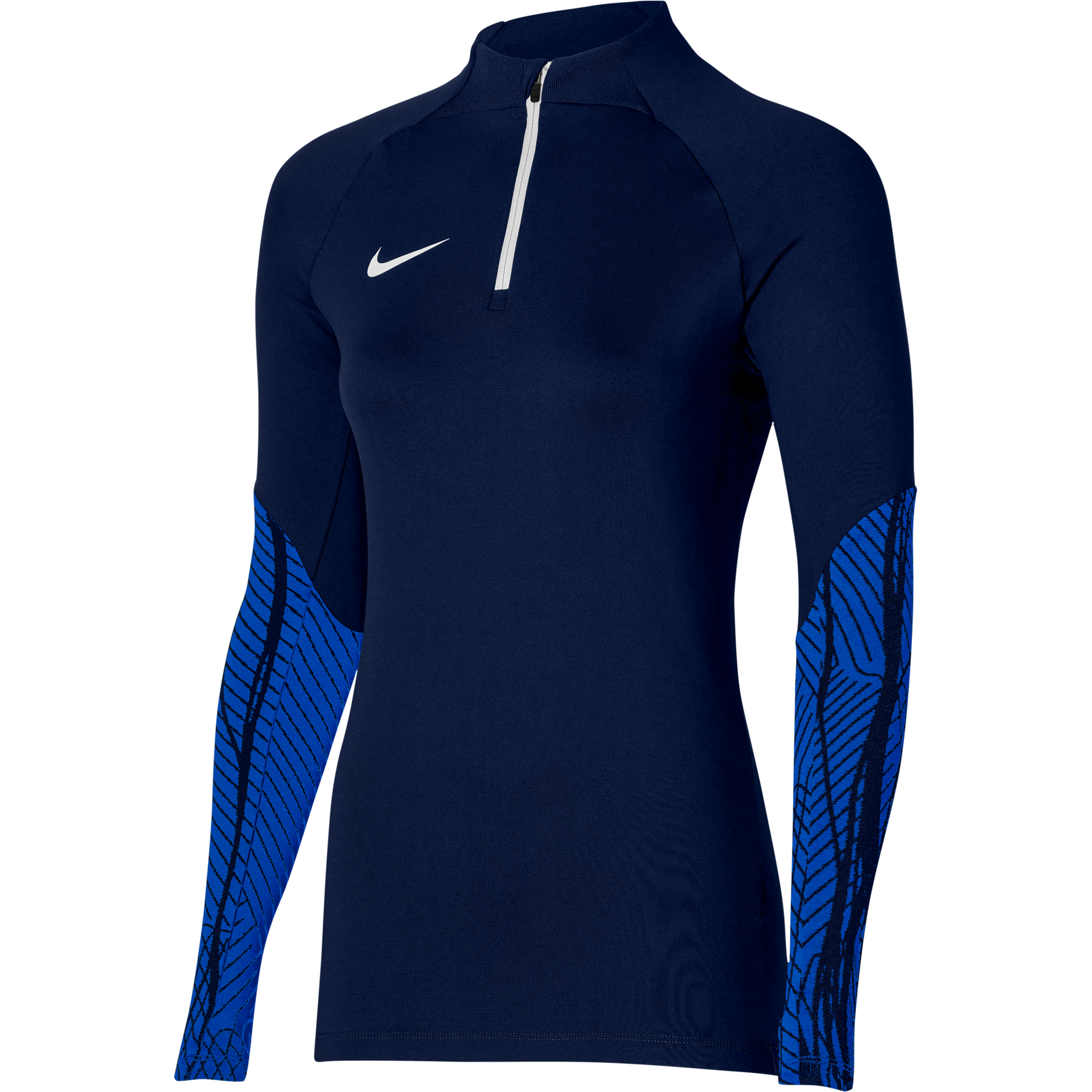 Nike Dri FIT Strike 23 1/4 Zip Women's Drill Top in obsidian and royal blue
