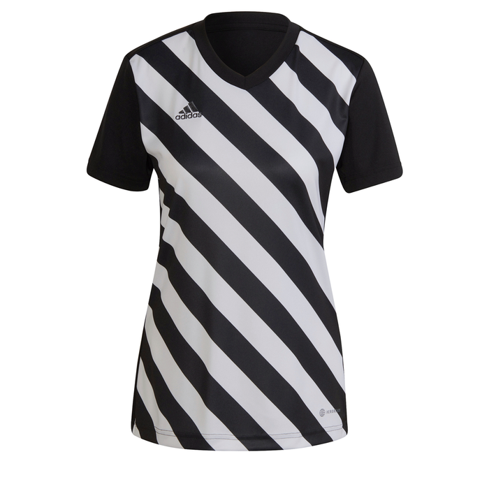 Adidas black and white striped best sale shirt
