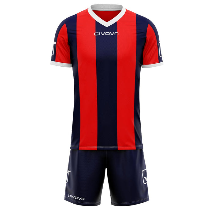 Givova Kit Catalano Short Sleeve Shirt & Shorts Set in Navy/Red