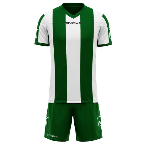 Givova Kit Catalano Short Sleeve Shirt & Shorts Set in Green/White