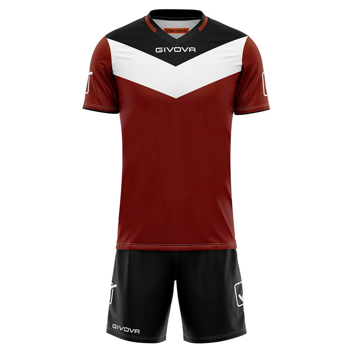 Givova Kit Campo Short Sleeve Shirt & Shorts Set in Black/Burgundy