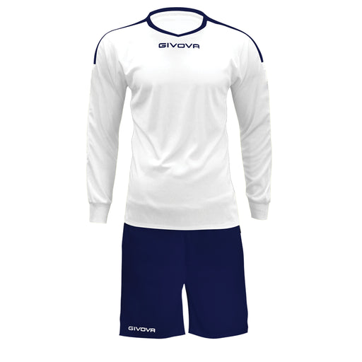 Givova Kit Revolution Long Sleeve Shirt & Shorts Set in White/Navy